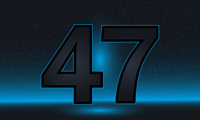Number 47 vector. Luxury blue number 47 with luxurious modern background. vector design for celebration, invitation card and greeting card