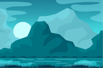 Landscape vector - Mountain scenery vector