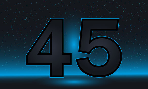 Number 45 vector. Luxury blue number 45 with luxurious modern background. vector design for celebration, invitation card and greeting card
