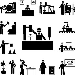 Job, man, industry, business, wrench, mechanism icon in a collection with other items