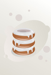 three donuts with icing