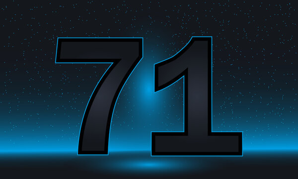 Number 71 vector. Luxury blue number 71 with luxurious modern background. vector design for celebration, invitation card and greeting card