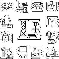 Fototapeta premium Crane hook lift icon in a collection with other items