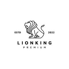 Lion vintage logo design with line art monoline style vector icon illustration