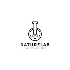 nature leaf, lab logo design with line art monoline style vector icon illustration