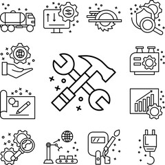 Fototapeta premium Handyman tools worker icon in a collection with other items