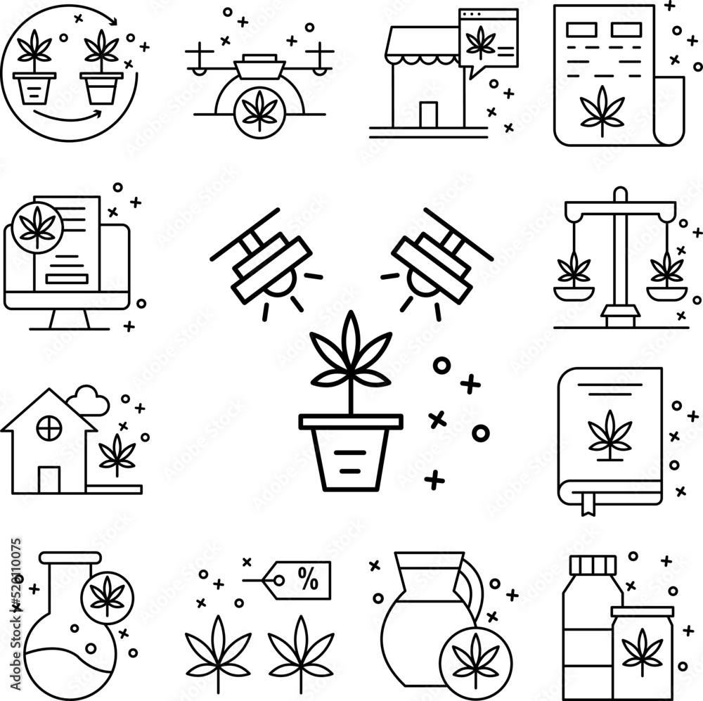 Poster lightning marijuana icon in a collection with other items
