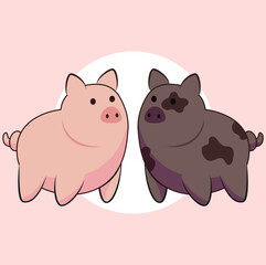 set of funny cartoon pigs