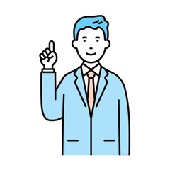 ビジネス_人物_男性_スーツ_上半身_指差しポーズ_右手
