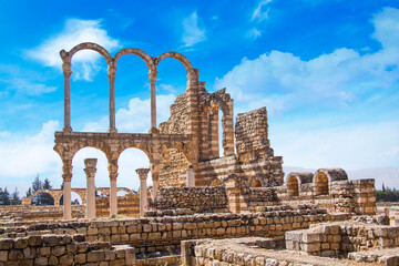 Beautiful view of the ruins of the ancient city of Anjar, Lebanon