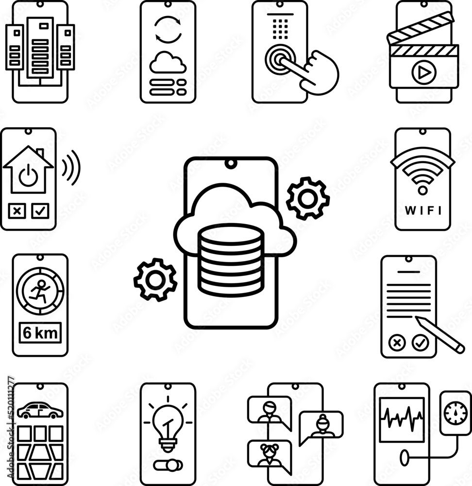 Poster storage mobile icon in a collection with other items