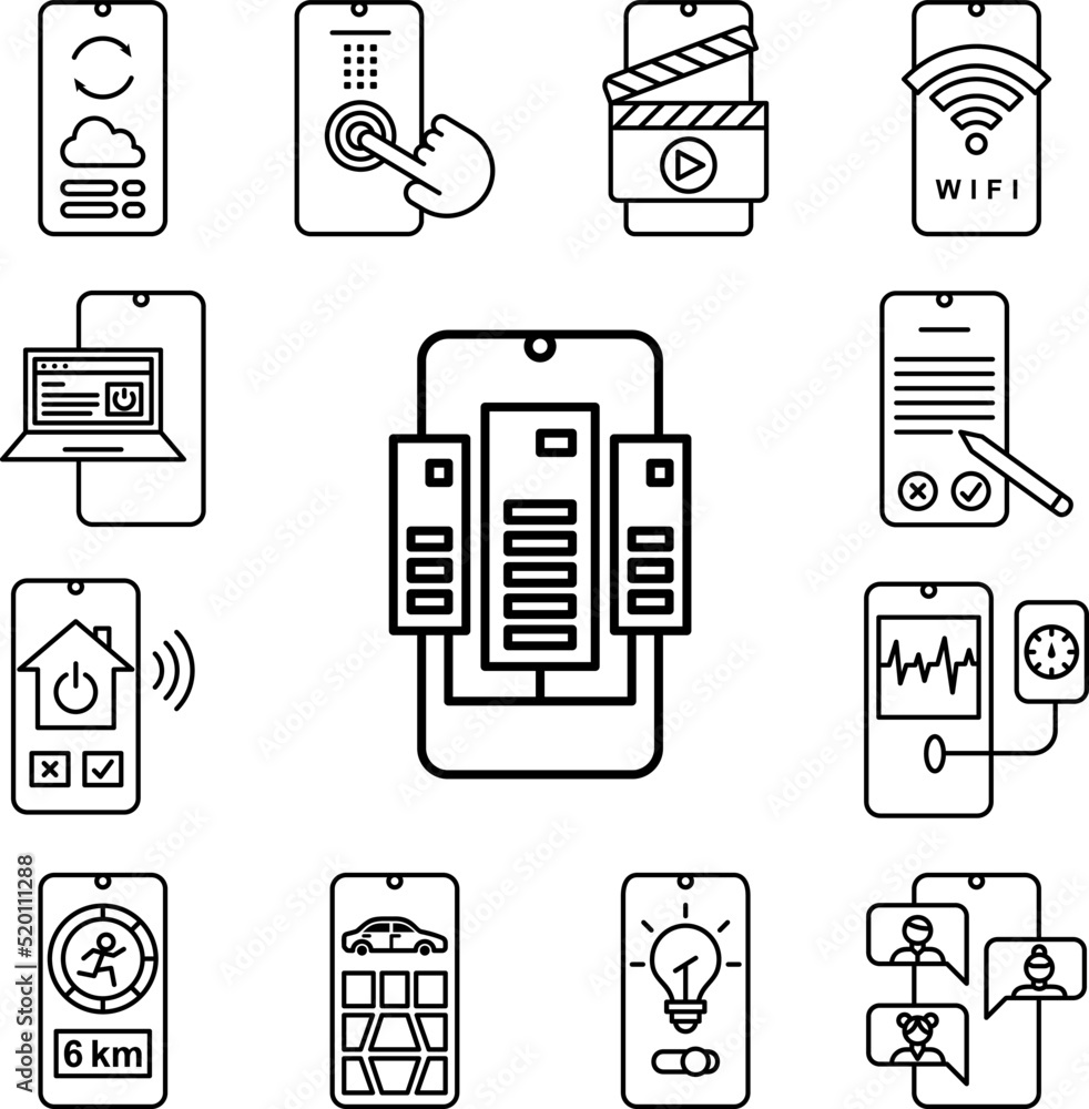 Poster storage mobile icon in a collection with other items
