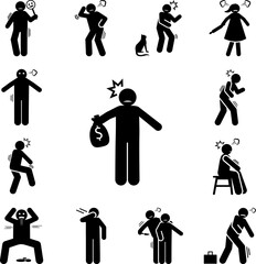 Money, stingy, thrifty icon in a collection with other items