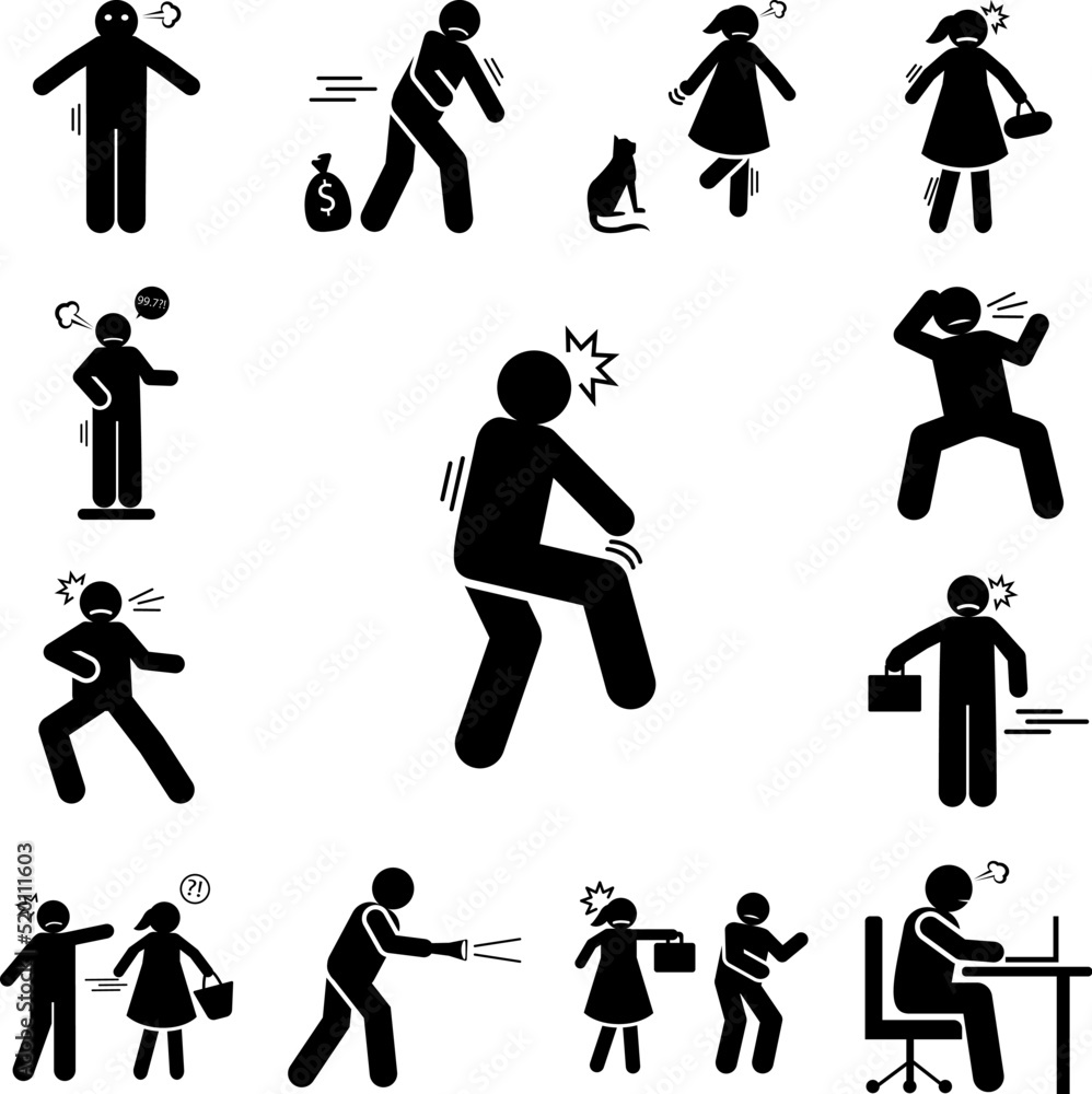 Poster man, angry, expression icon in a collection with other items