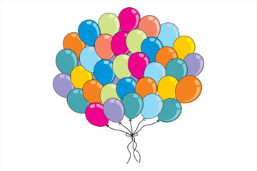 Happy birthday. Illustration of colorful birthday balloons. Vector illustration of Birthday background. Very suitable for birthday designs and other celebration events