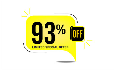 93% off a yellow balloon with black numbers. Flag with percentage numbers