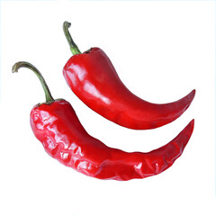 Realistic closeup of red bitter pepper photo on white background. red hot chili pepper