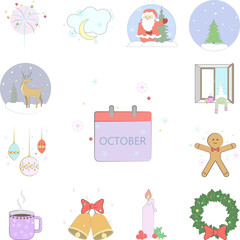 Christmas calendar icon in a collection with other items