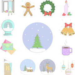 Fototapeta na wymiar Christmas tree, decoration tree icon in a collection with other items