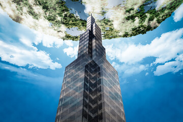 高層ビルと惑星　Planet and skyscraper © kurosuke