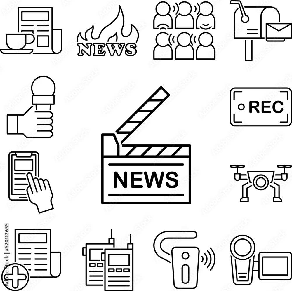 Poster clapperboard icon in a collection with other items