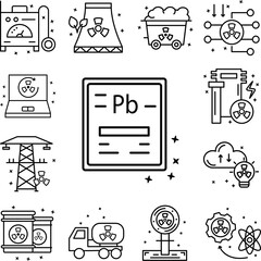 Lead chemistry ecology icon in a collection with other items