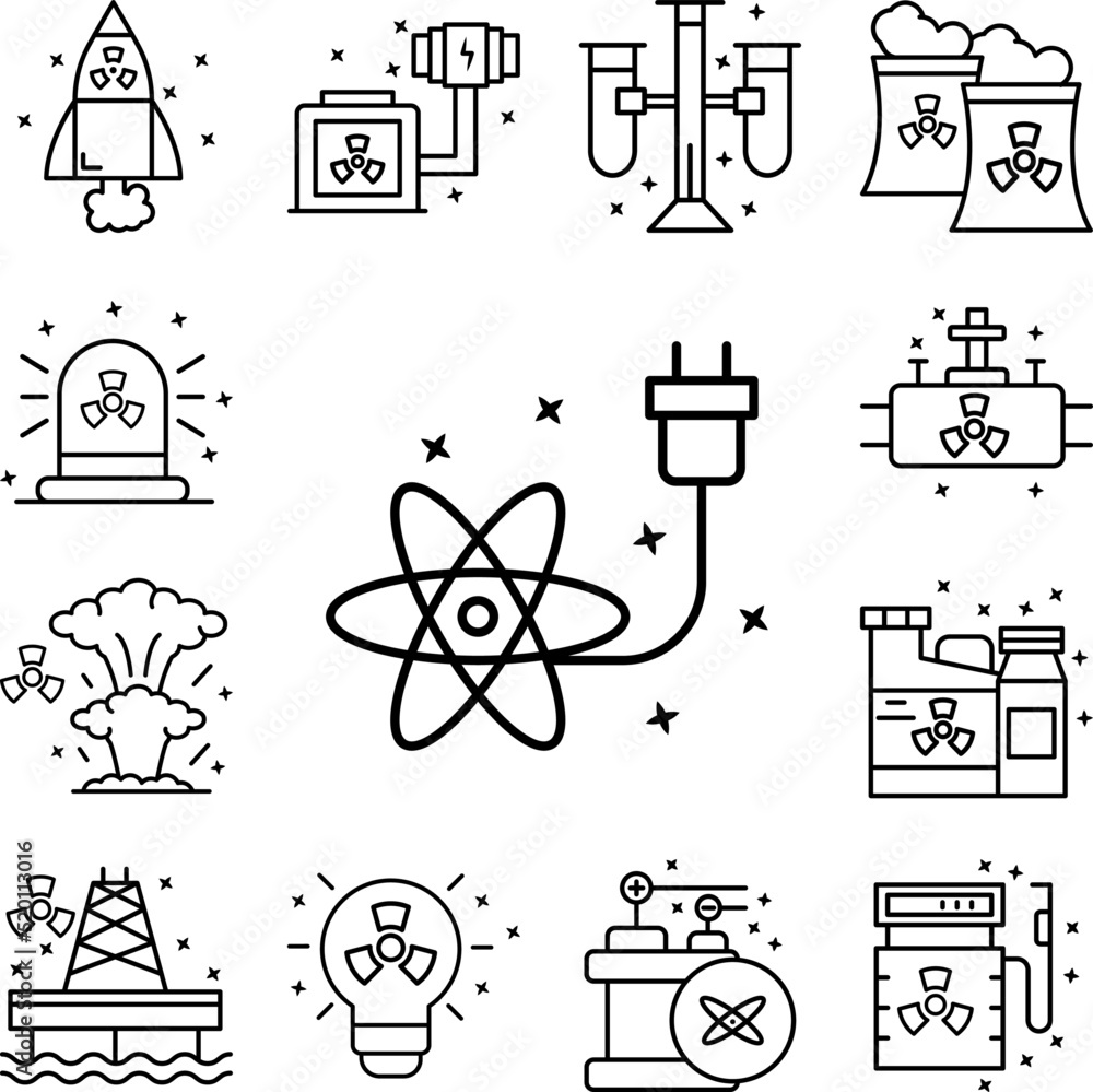 Poster atoms science electron icon in a collection with other items