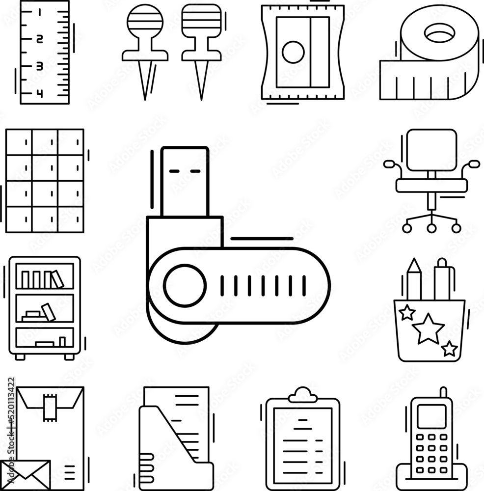 Poster usb drive icon in a collection with other items