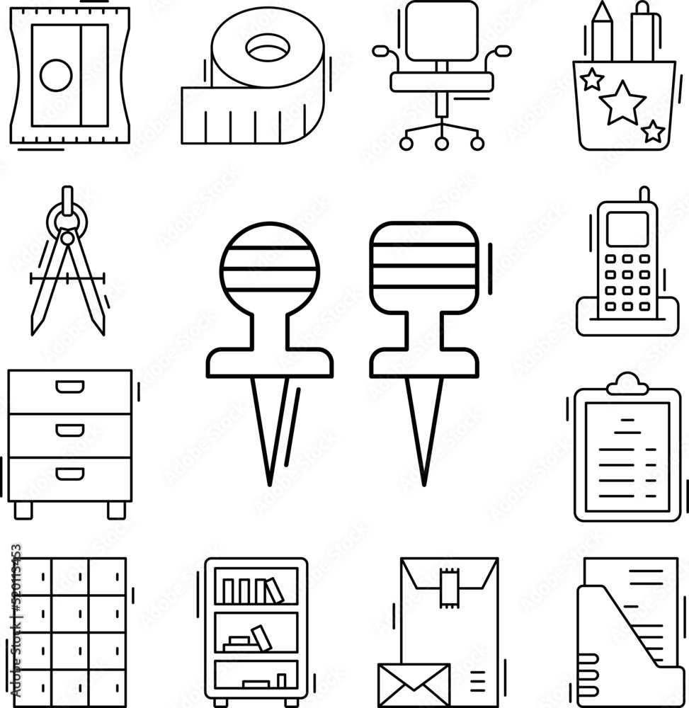 Poster paper pin icon in a collection with other items