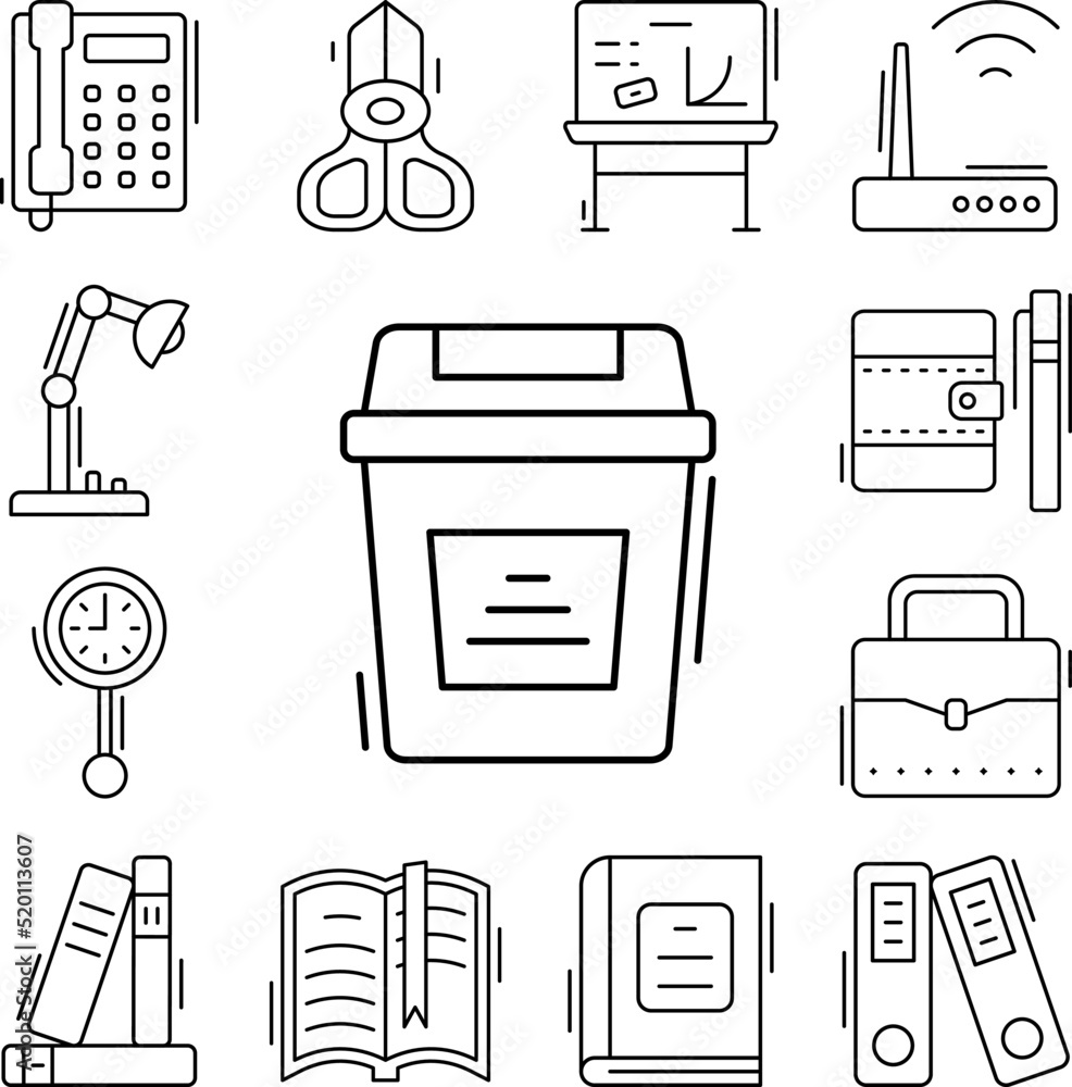 Poster trash icon in a collection with other items