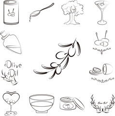 Branch, olive icon in a collection with other items