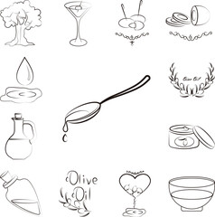 Drop, olive, oil icon in a collection with other items