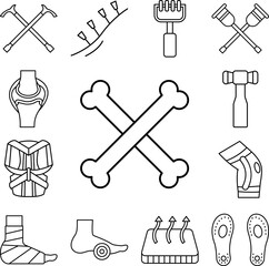 Bones cross icon in a collection with other items