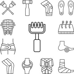 Manual massage spine tool icon in a collection with other items