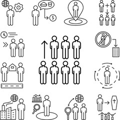 Growth demograpic men icon in a collection with other items