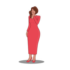 vector illustration, a woman, singing while standing