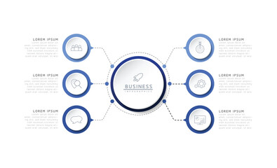 Circular Connection Steps Infographic Template with 6 Element