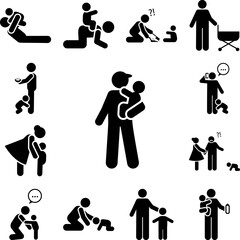Dad, childcare, baby icon in a collection with other items