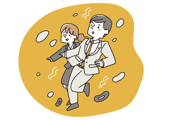 行き着く先に希望を持つ二人のビジネスマン　宇宙空間を漂う自由な人々