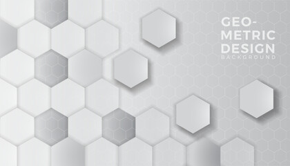 Abstract white and grey hexagon gardient background