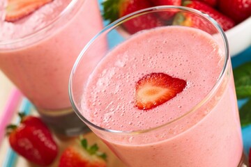 strawberry smoothie in a glass