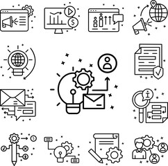 Idea gear letter user icon in a collection with other items