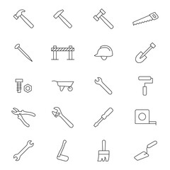 Construction and Tools icon set. Editable vector stroke.