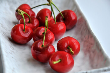 Sweet cherry in plate