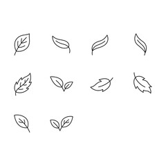 Leaf icon set. Editable vector stroke.