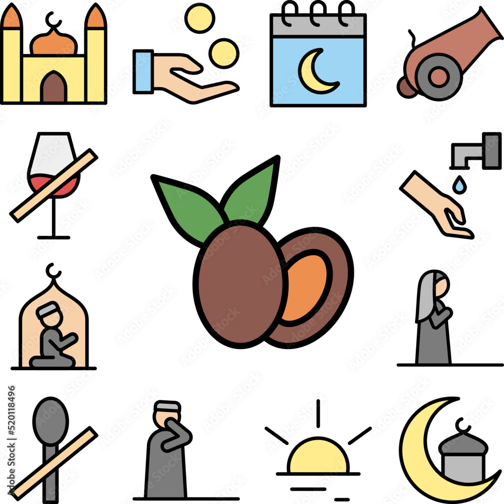 Poster dates ramadan icon in a collection with other items