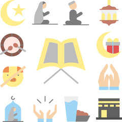 Quran Ramadan book icon in a collection with other items