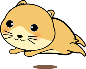 ジャンプするかわいいハムスターのキャラクター