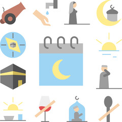 Calendar Ramadan icon in a collection with other items