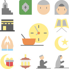 Fasting clock iftar Ramadan icon in a collection with other items